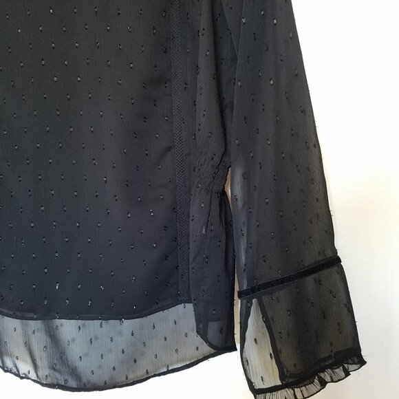 ZARA Victorian Semi Sheer Black Chiffon Blouse - Picture 6 of 8